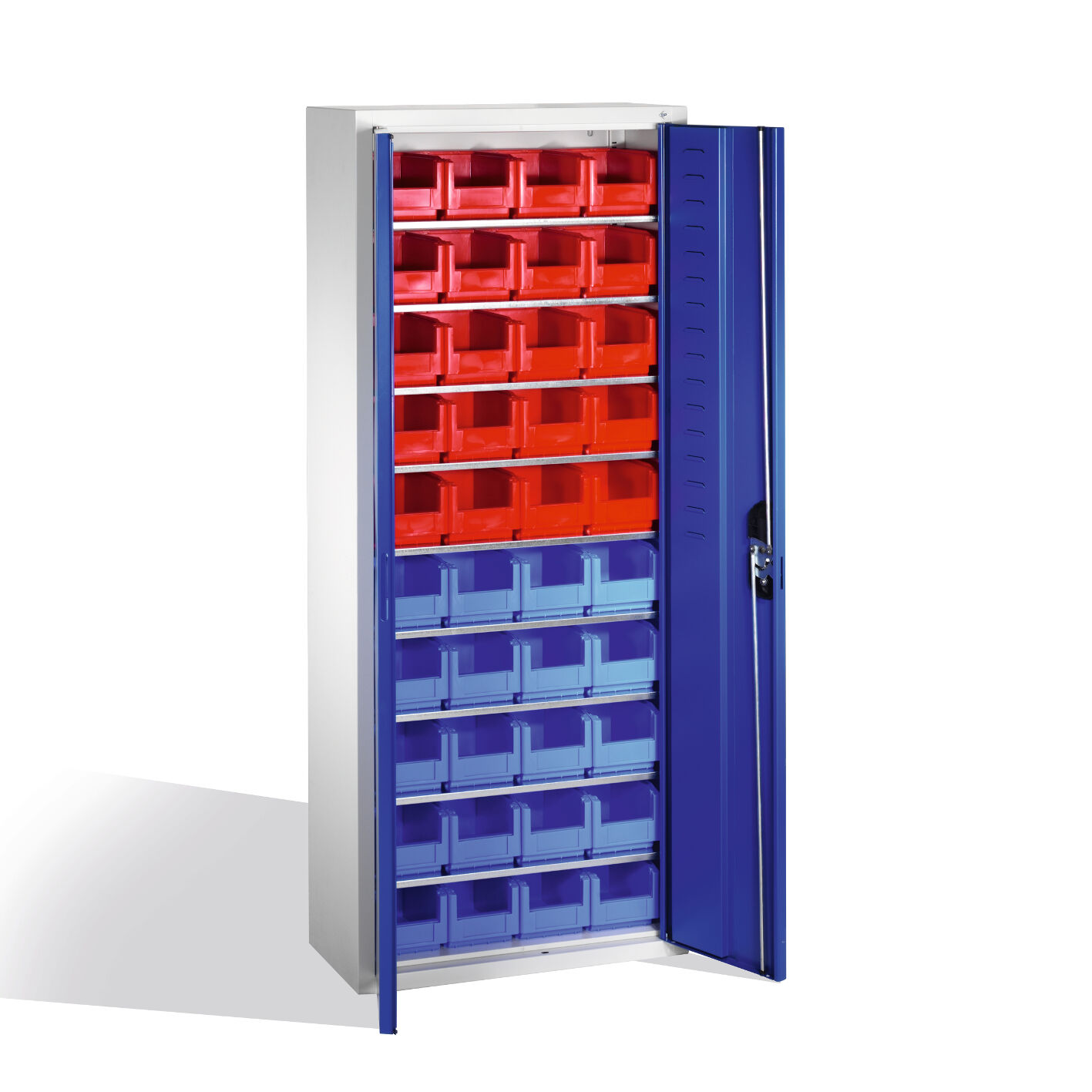 Magazinschrank mit 40 Sichtlagerkästen, H1690xB700xT300mm