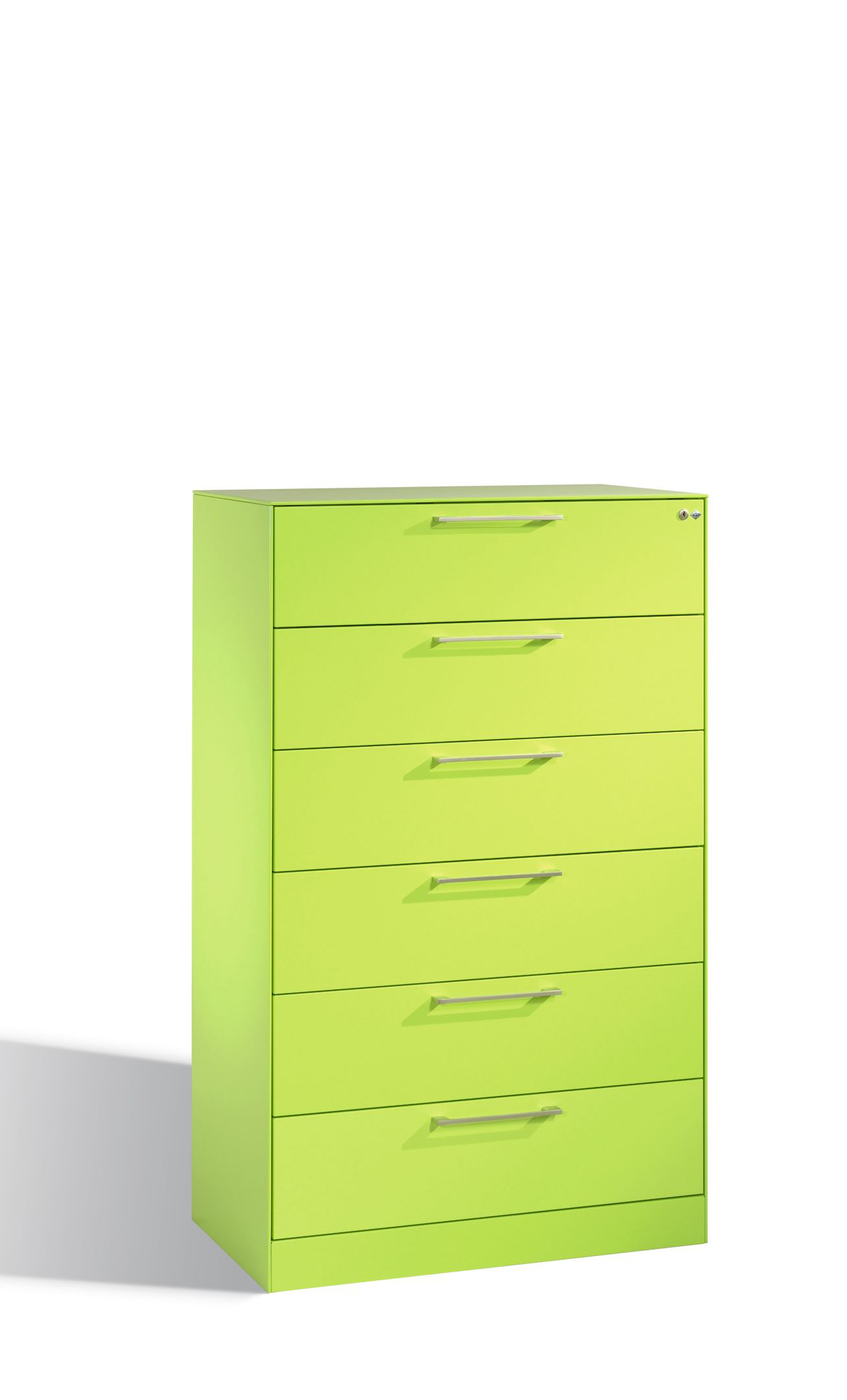 Schubladenschrank mit 6 Schubladen vierbahnig für CDs und DVDs; 435 mm flach